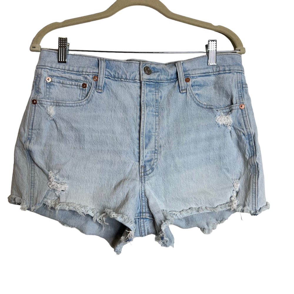 Gap Denim Womens Cheeky Shorts 12/31 Blue Light Wash Denim Cutoffs Button Fly